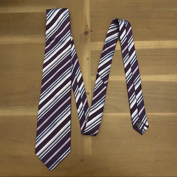 Pronto Uomo Purple and Blue Striped Tie - Picture 3 of 3
